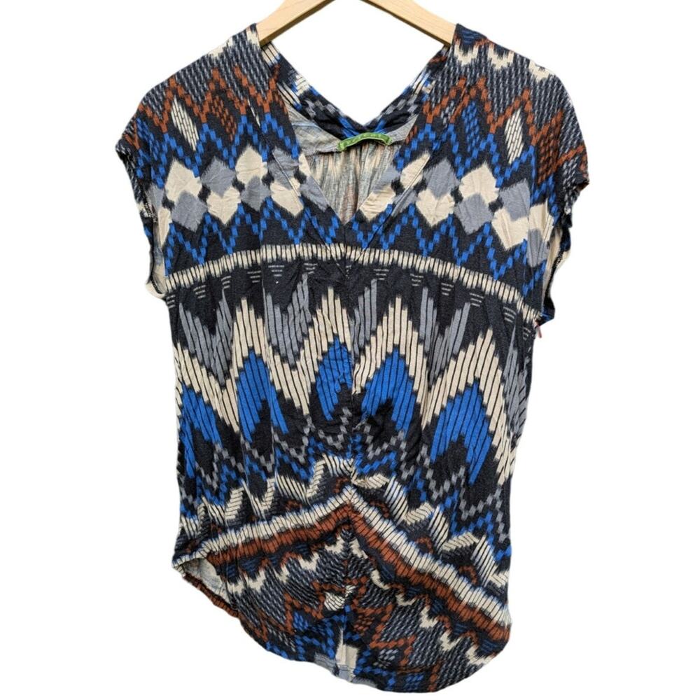 Velvet Anthropologie M Boho V Neck Blouse Short Sleeve Career Wear Office Nature